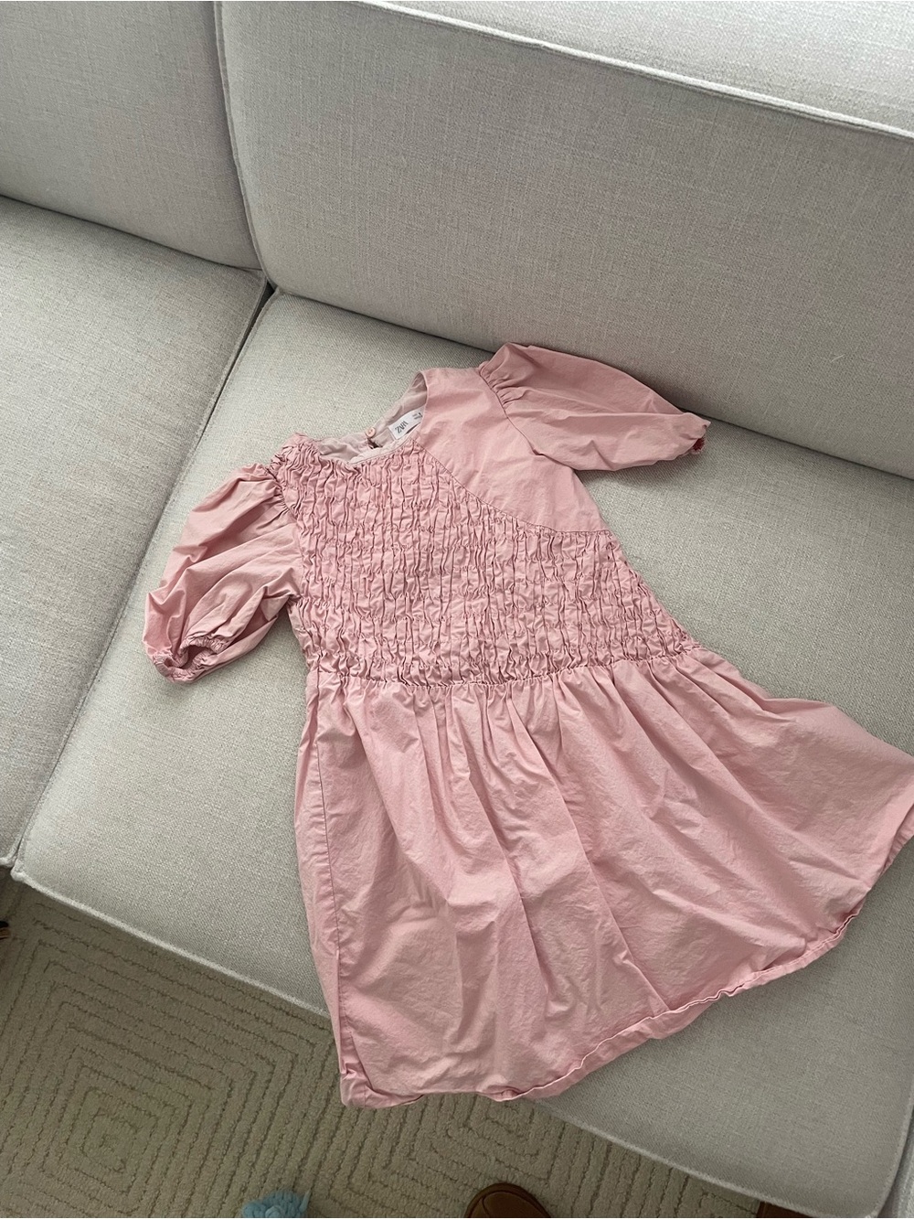 Zara blush pink puff sleeve dress